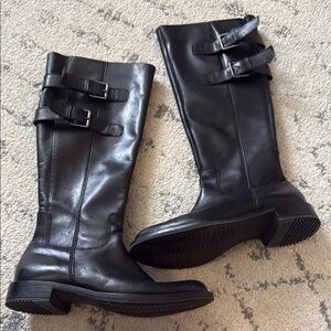 Ecco Black Leather Knee-High Boots